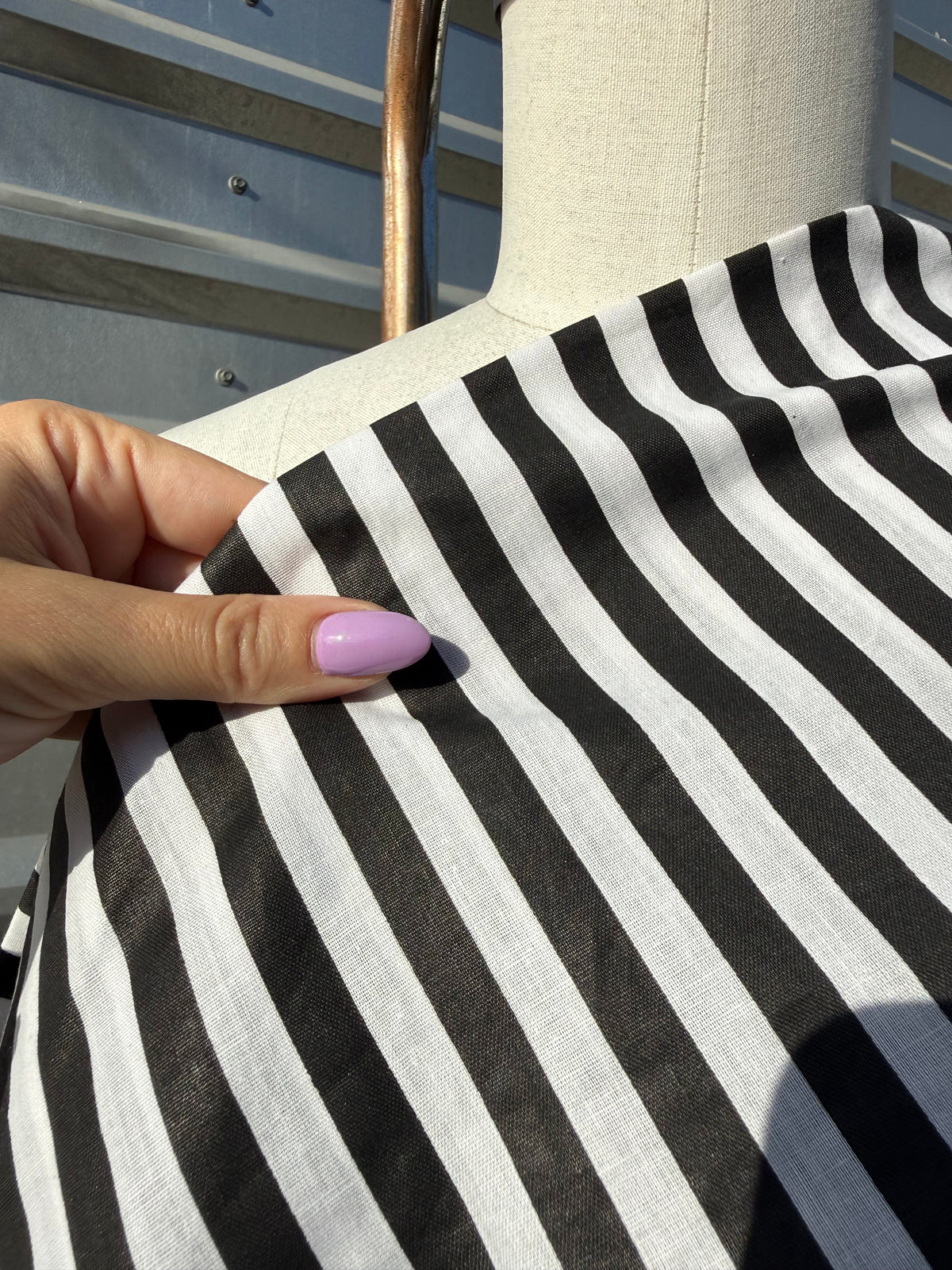 WhiteBlack Stripe Cotton Poplin Shirting Woven "Classic B. Juice"