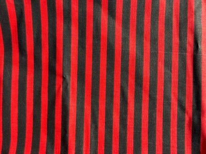 Red Black Stripe Cotton Poplin Shirting Woven "Lydia"