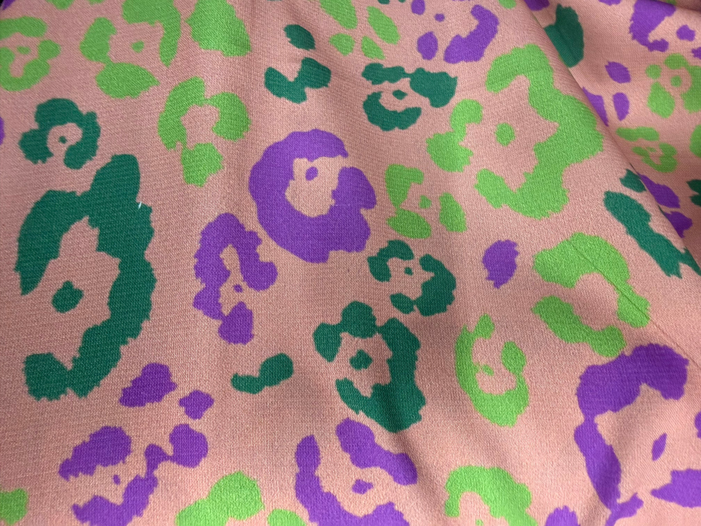 Peach Purple Green  Leopard Print Polyester Crepe "Spiked Punch"