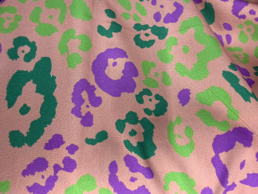 Peach Purple Green  Leopard Print Polyester Crepe "Spiked Punch"