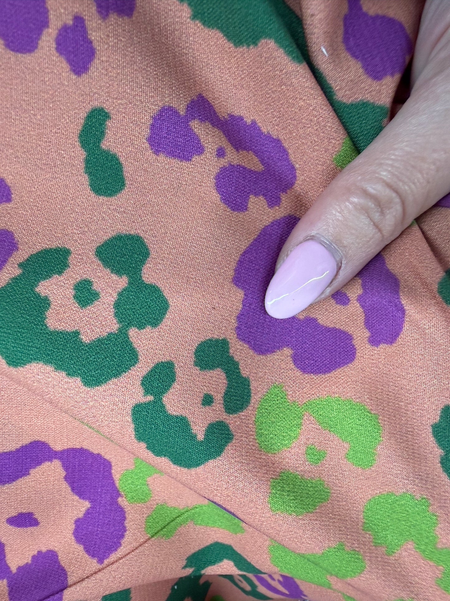 Peach Purple Green  Leopard Print Polyester Crepe "Spiked Punch"