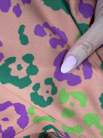 Peach Purple Green  Leopard Print Polyester Crepe "Spiked Punch"