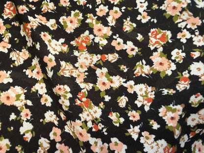 Black White Rust Green Rose Floral Polyester Woven "Alyssa's Garden"