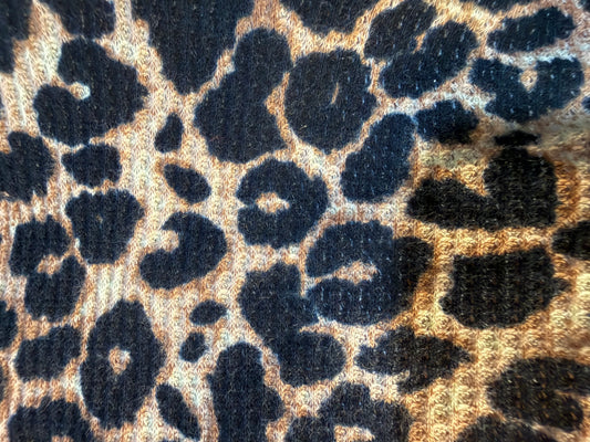 Leopard Print Tan Black Waffle Thermal Knit "Cool Cat"