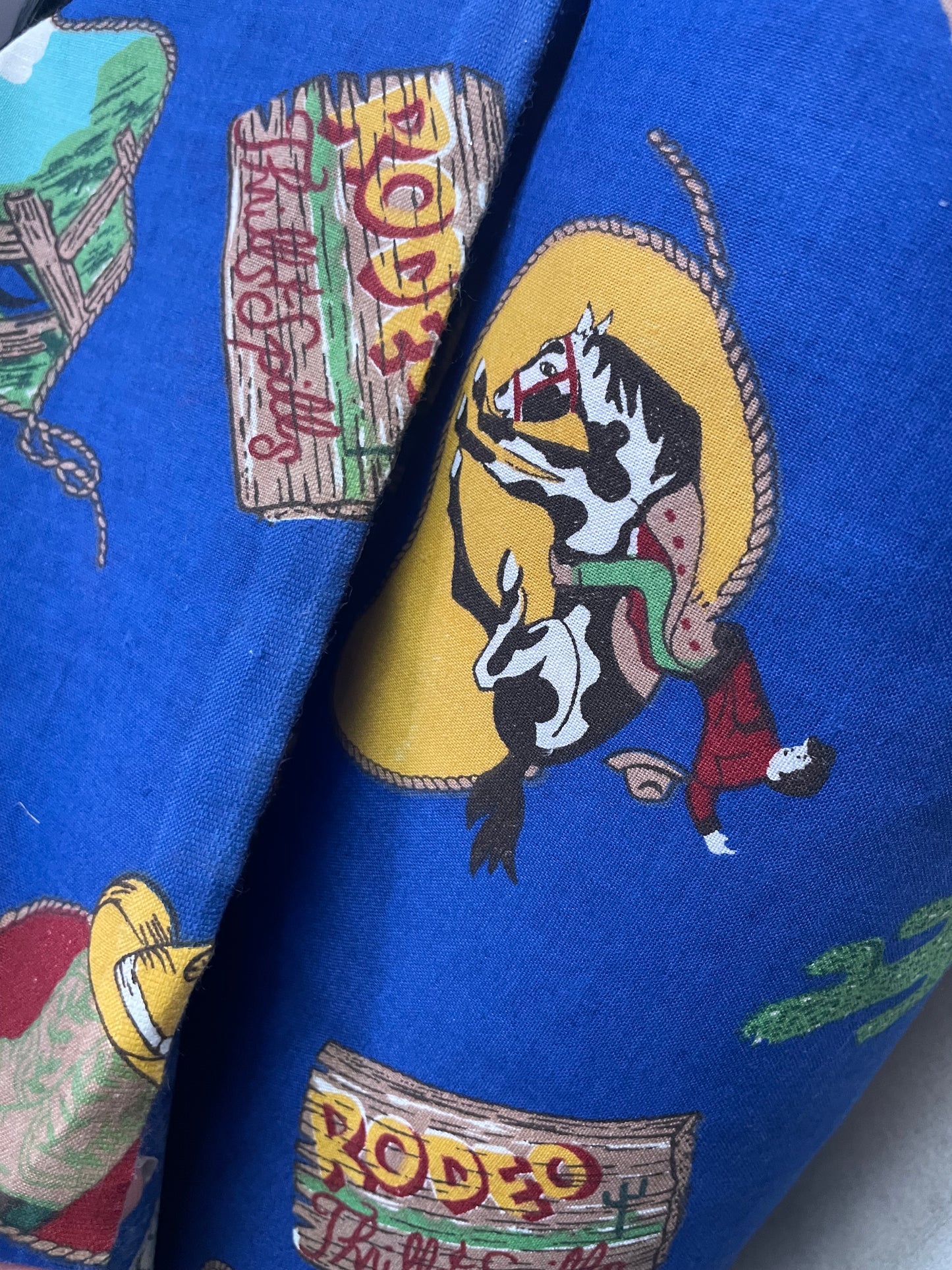 Vintage Blue Cowboy Rodeo Cotton Poplin