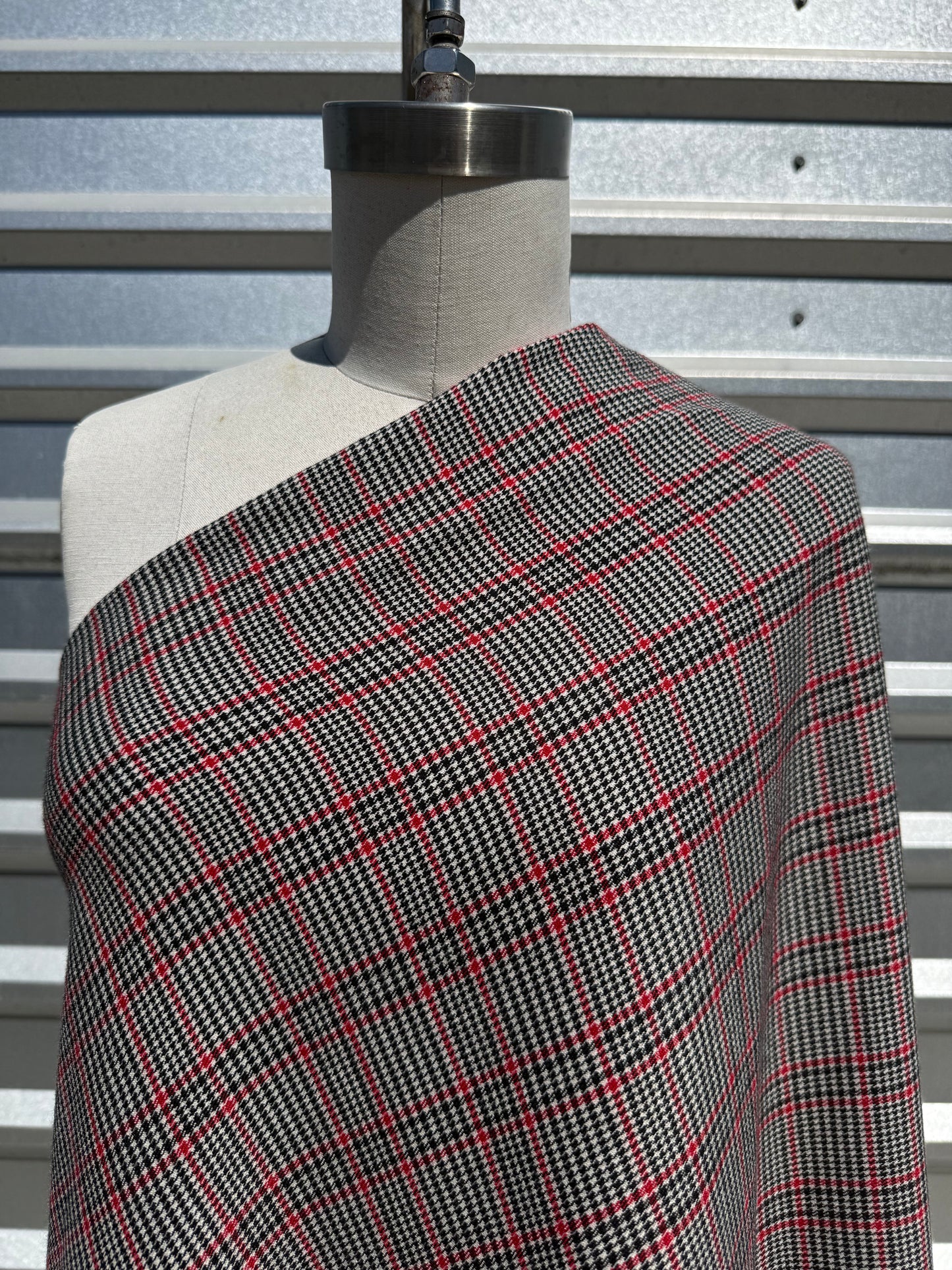 Black White Red Plaid Polyester Woven "Avril Pants 2.0"