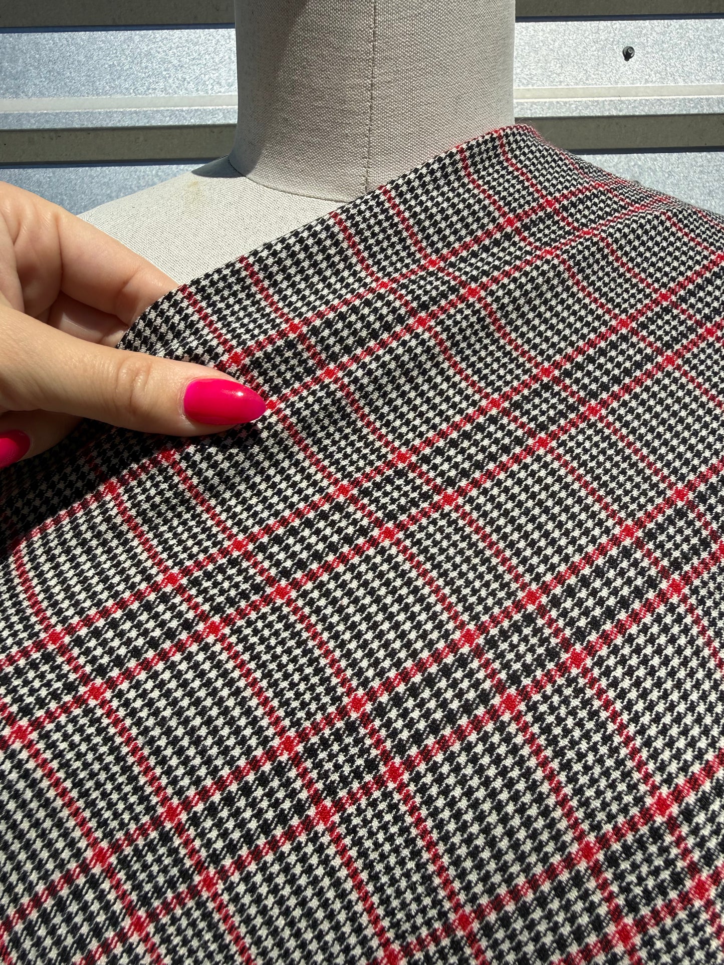 Black White Red Plaid Polyester Woven "Avril Pants 2.0"