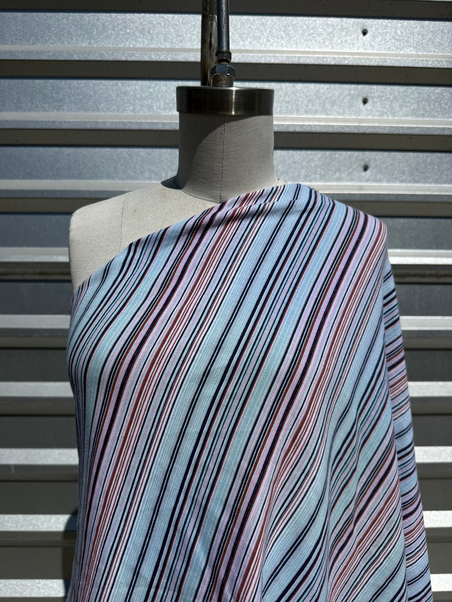 Mini Blue Navy Purple Vertical Stripe Cotton Spandex Jersey Knit “Zoe"