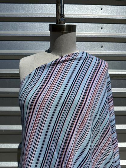 Mini Blue Navy Purple Vertical Stripe Cotton Spandex Jersey Knit “Zoe"