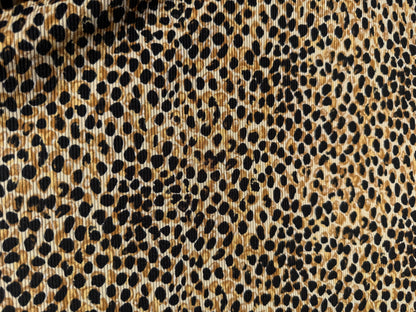 Gold Beige Black Leo 2x1 Rib Print Polyester Spandex Knit "Savy"