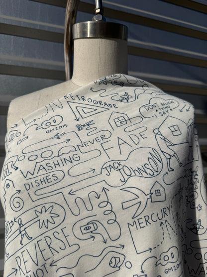Jack Johnson Concert Text Organic Cotton Jersey Knit “Jack Does The Dishes"