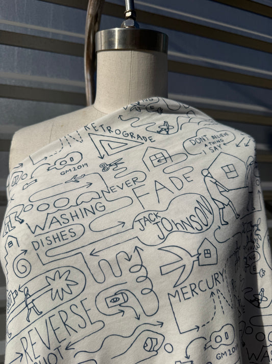 Jack Johnson Concert Text Organic Cotton Jersey Knit “Jack Does The Dishes"