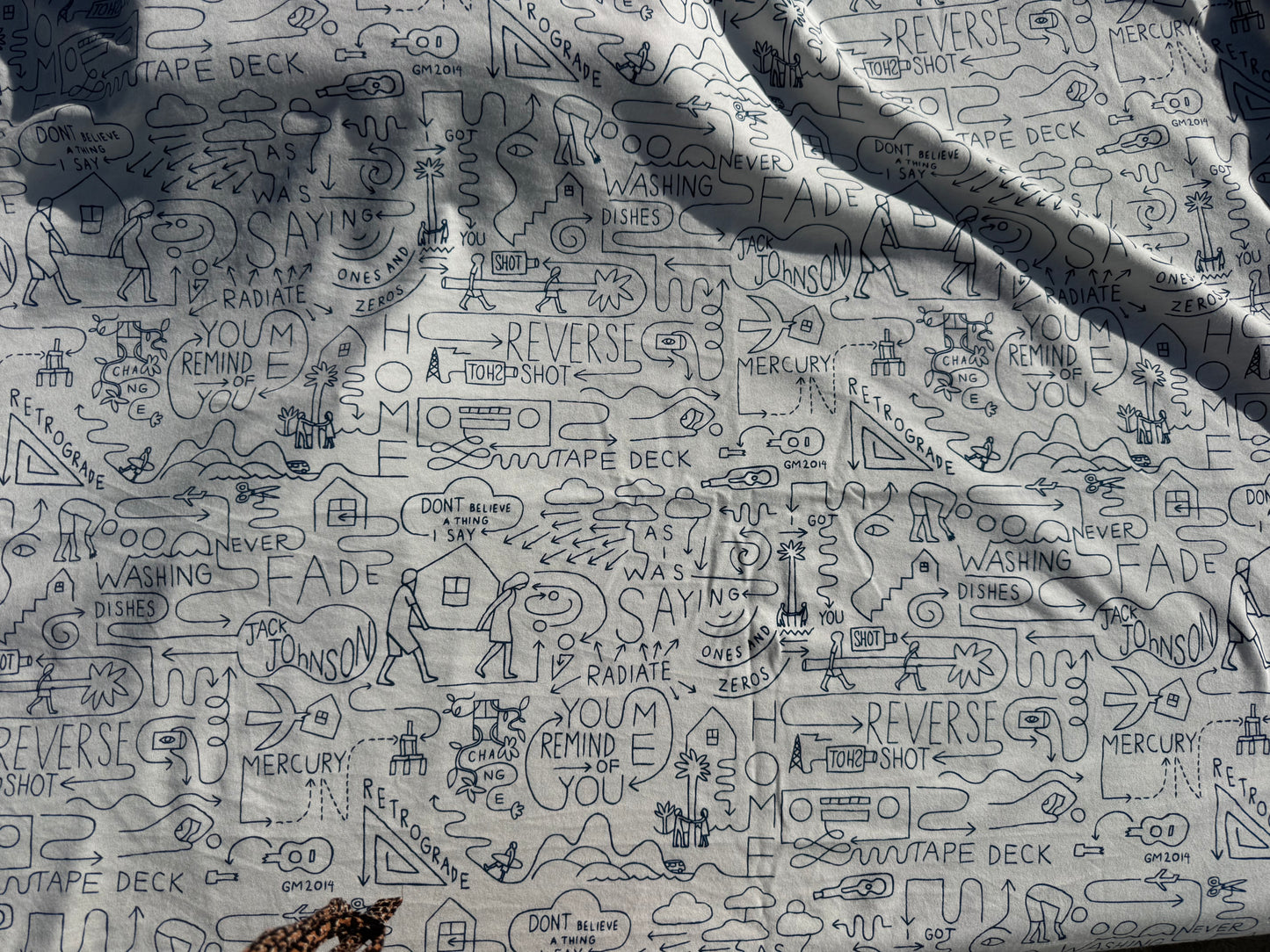 Jack Johnson Concert Text Organic Cotton Jersey Knit “Jack Does The Dishes"