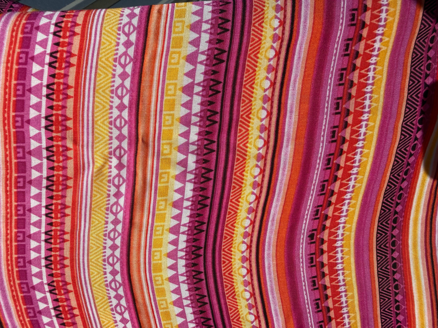 Pink Orange Geometric Rayon Challis Woven "Nevada Poolside"