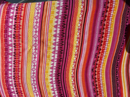 Pink Orange Geometric Rayon Challis Woven "Nevada Poolside"