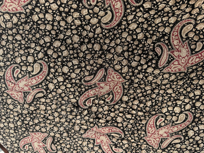 Black Beige Burgundy Paisley Print Rayon Crepe Woven "Annie Arizona"