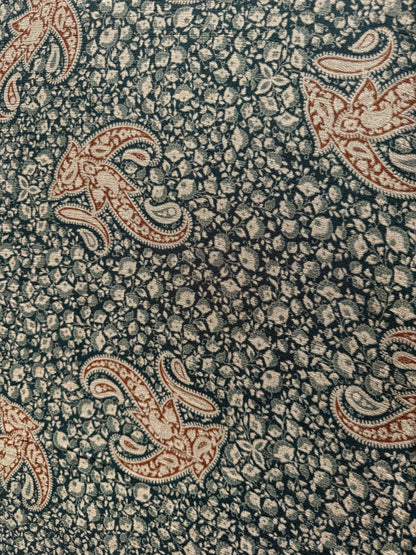 Green Cream Paisley Print Rayon Crepe Woven "Montana Martha"