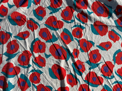 White Red Purple Abstract Floral Print Rayon Fille Woven "Summer Marcy"