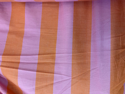 Pink Orange Stripe Poplin Shirting Woven "Electro Summer"