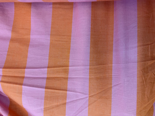 Pink Orange Stripe Poplin Shirting Woven "Electro Summer"