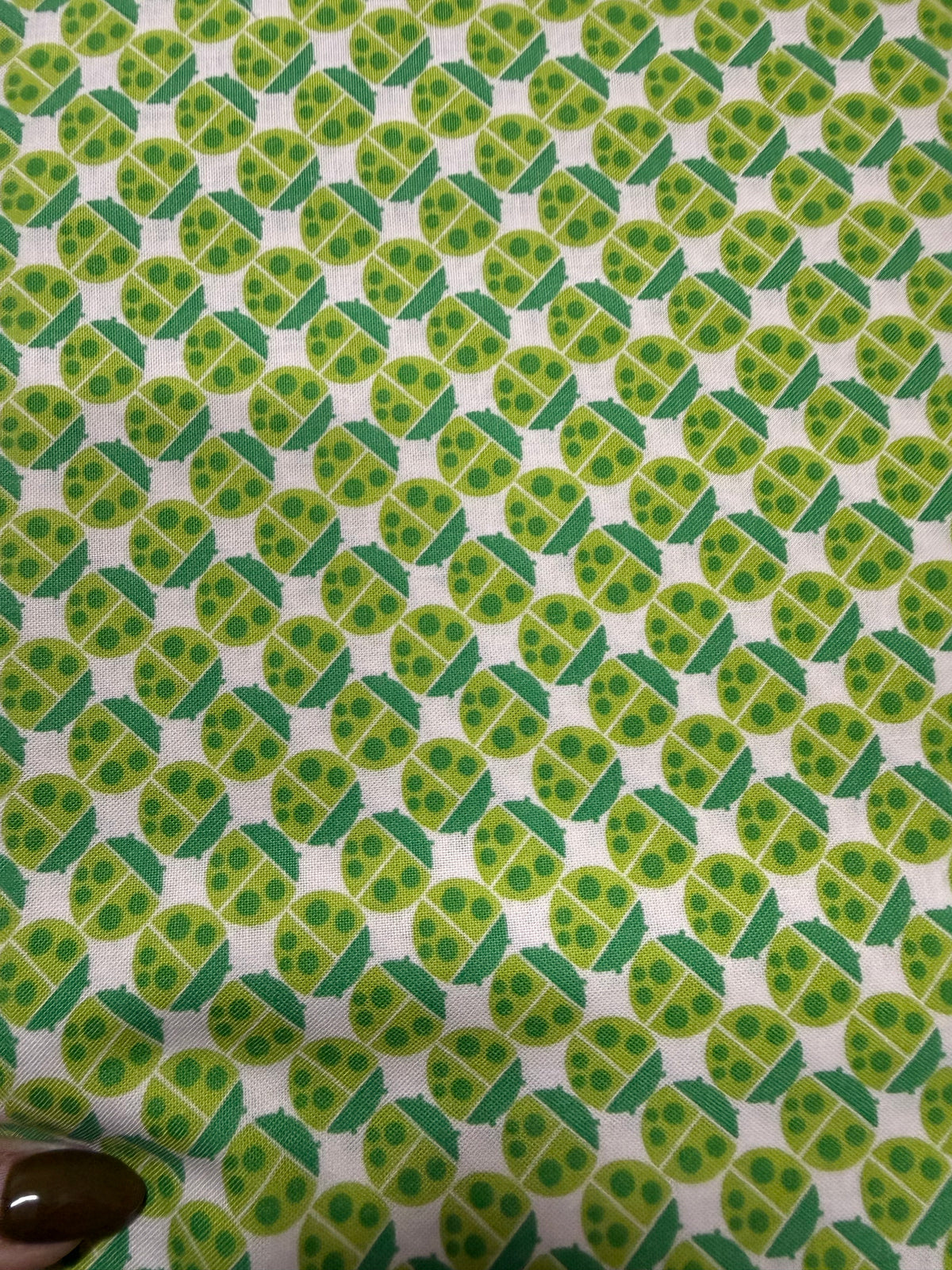 Lime Green White Ladybug Quilt Cotton "Little Ladies”
