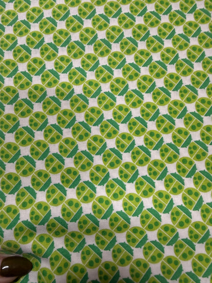Lime Green White Ladybug Quilt Cotton "Little Ladies”