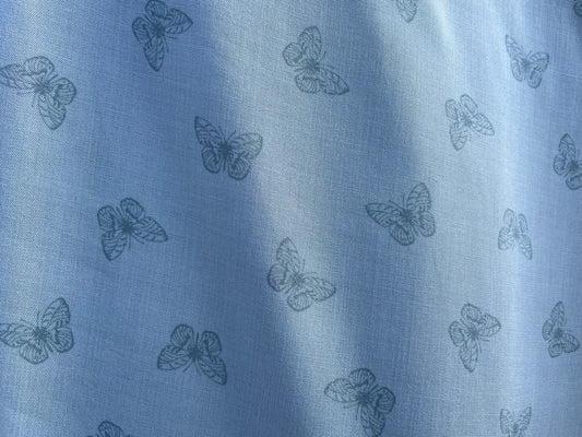 Blue Butterfly Retro Spring Print Rayon Challis "Dreaming of Butterflies"