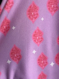 Purple Pink Lip Print Cotton Spandex Baby Rib Jersey Knit "Make It Juicy"