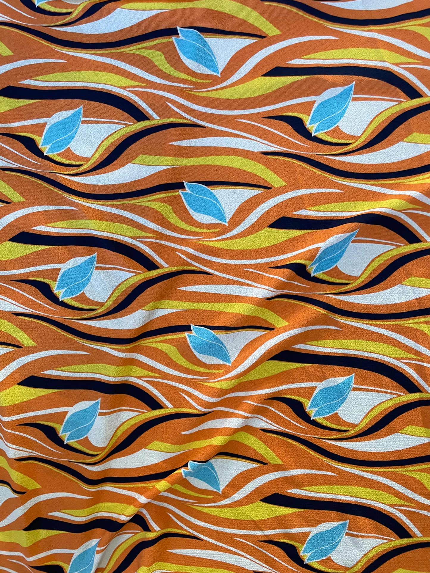 Orange Blue Swirl Deco Swim Coverup Resort Polyester Crepe "Deco on Deck"