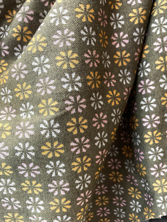Multi Color Daisy Retro Inspired Print Knit "Groovy Petals"
