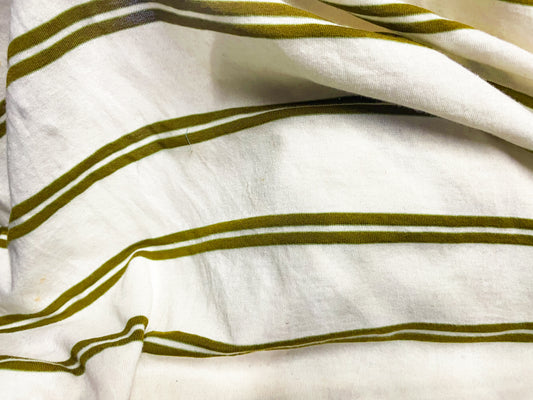 Double Olive Stripe Cream Cotton Jersey " Double Olives Please"