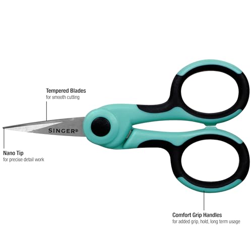 SINGER ProSeries Sewing Scissors Bundle, 8.5" Heavy Duty Fabric Scissors, 4.5" Detail Embroidery Scissors, 5" Thread Snips with Comfort Grip