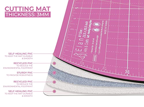 Elan Cutting Mat A1 Pink/Purple, Self Healing Cutting Mat 36 x 24 INCH, 5-Ply Craft Mat, Craft Cutting Board, Art Mat, Imperial Sewing Mat, Hobby Mat, Quilting supplies, Imperial Cutting Mat