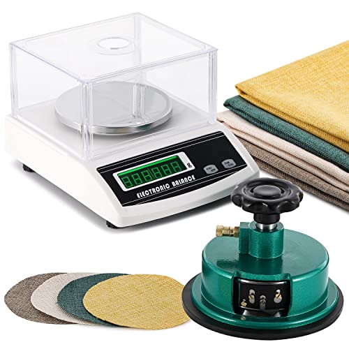 NEWTRY 1000g/0.01g Electronic Fabric GSM Scale Digital Textile Weight Balance with a 0-2mm Disc Sampler Cloth Cutter for Textile Paper Non-Woven Fabrics (110V Scale + Sampler)