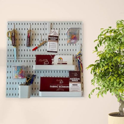 Madam Sew Peg Board Starter Set | Wall Organization for Crafts, Sewing Tools and Office Supplies | Storage for Craft Room | Large 22”x22” White Customizable Pegboard with Accessories